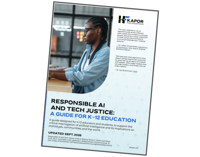 Cover of Responsible AI and Tech Justice for K12 Education Report